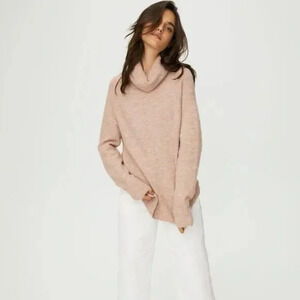 Aritzia The Group Babaton Plutarch Pink Funnel Neck Alpaca Wool Sweater | XXS